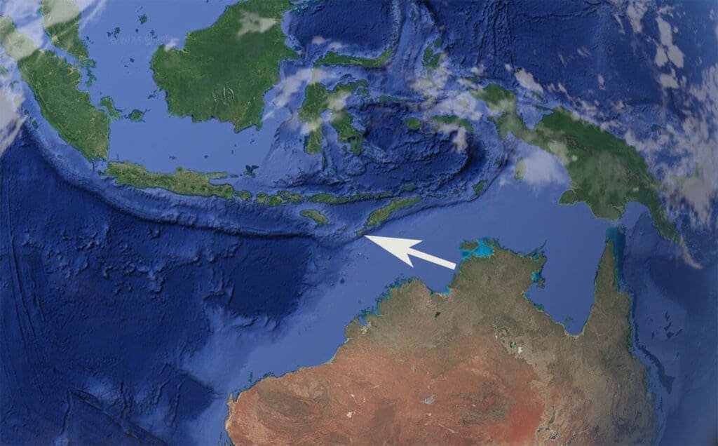 Screenshot of Google Maps showing the location of Rote Island.